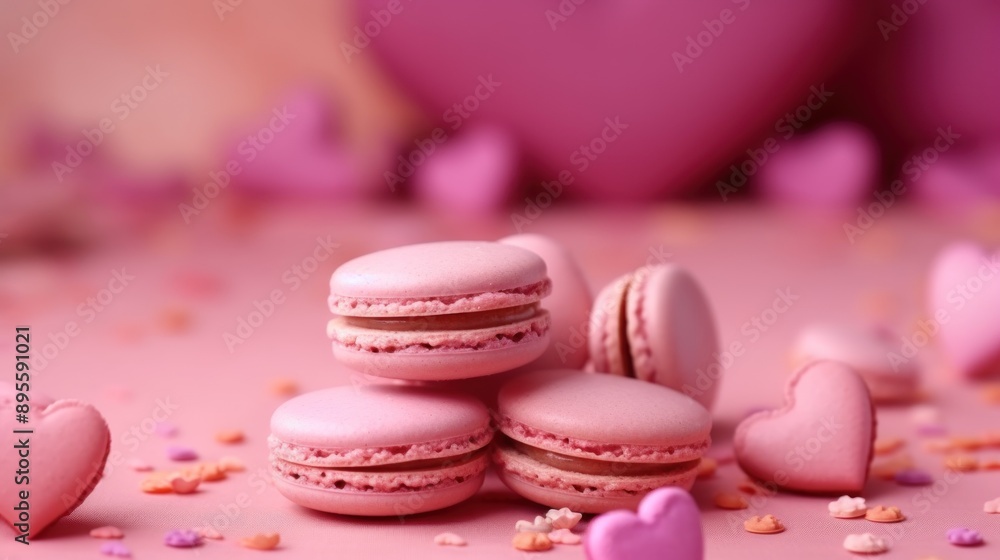 Pink Macarons on a Pink Background Pink Macarons on a Pink Background