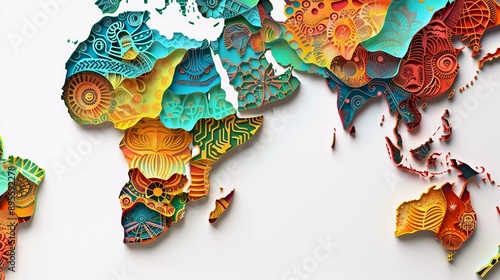 africa maps with colorfully pappercut design illustration photo