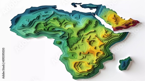 africa maps with colorfully pappercut design illustration photo