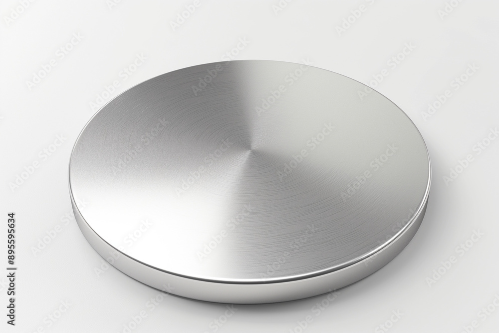 Round aluminum plate luxury mockup, white background Round aluminum plate luxury mockup, white background