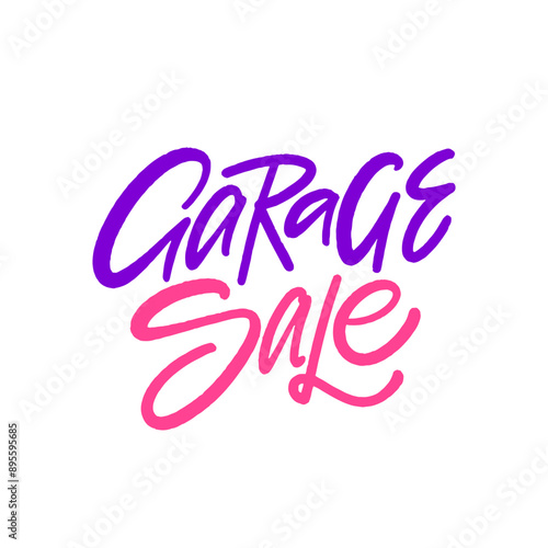 Garage sale sign with eyecatching calligraphy to draw shoppers and advertise community events