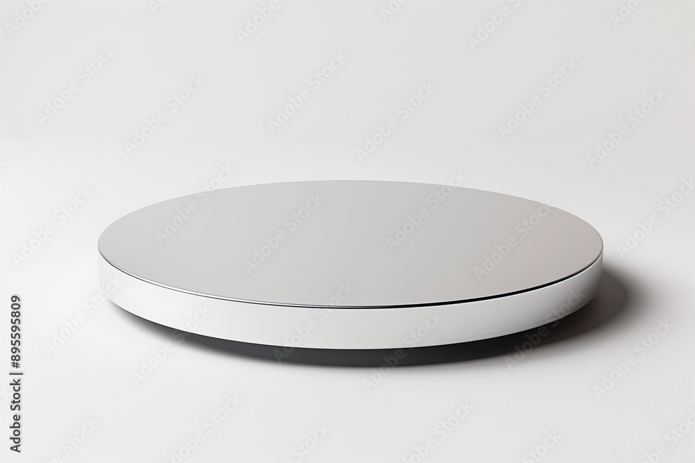 Round aluminum plate luxury mockup, white background Round aluminum plate luxury mockup, white background
