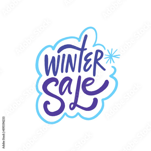 Winter Sale Graphic with Handwritten Text Snowflake Design. Ideal for seasonal retail marketing