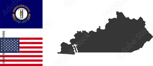 Kentucky state of USA. Kentucky flag and territory. States of America territory on white background. Separate states. Vector illustration