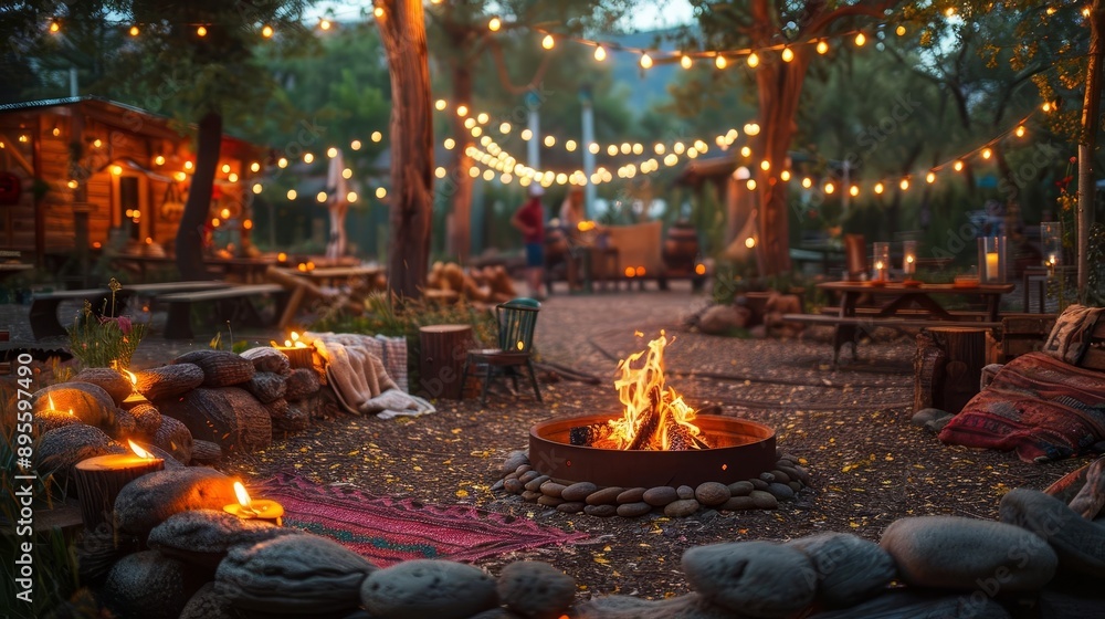 Bonfire-themed decor and party planning ideas, showcasing themed decorations and ambiance in a festive and decorative style Bonfire-themed decor and party planning ideas, showcasing themed decorations and ambiance in a festive and decorative style