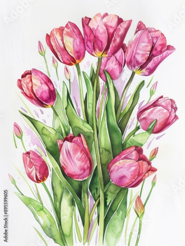 Wallpaper Mural Pink Tulips Bouquet Torontodigital.ca