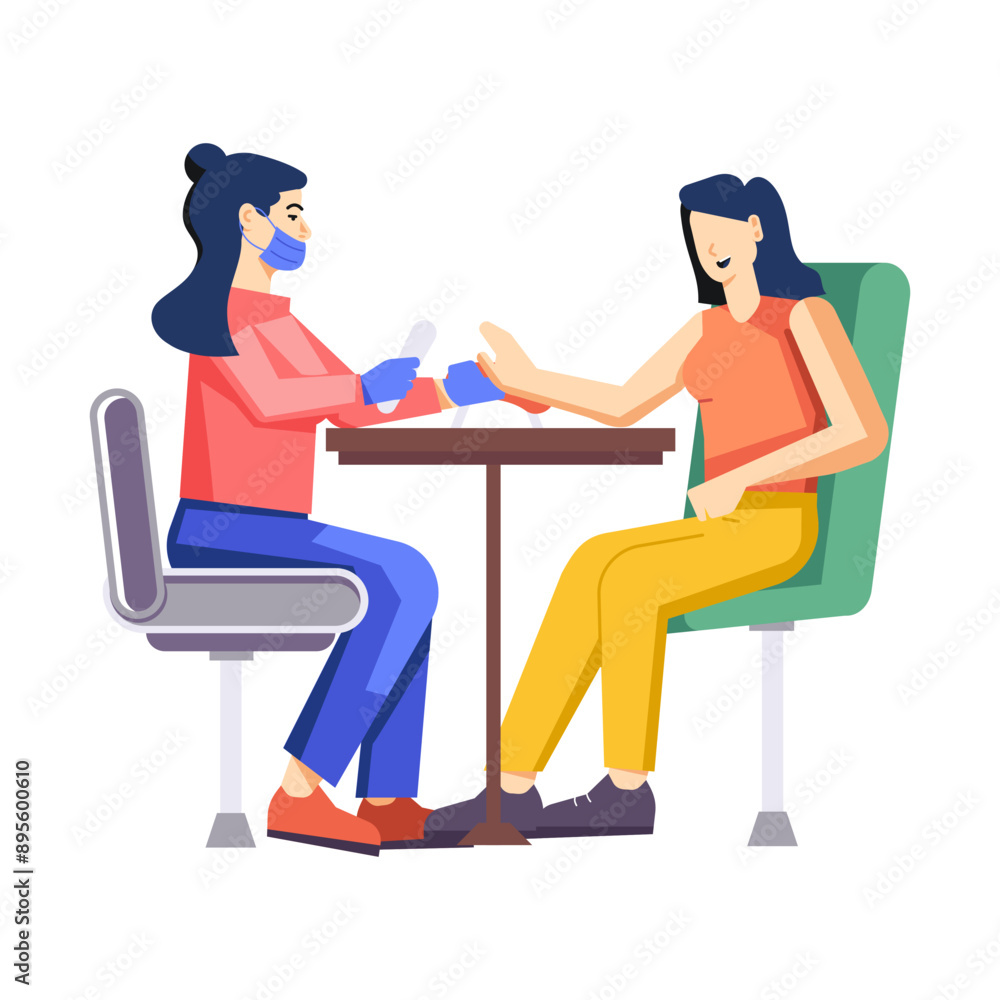 A flat style character illustration of manicure
A flat style character illustration of manicure