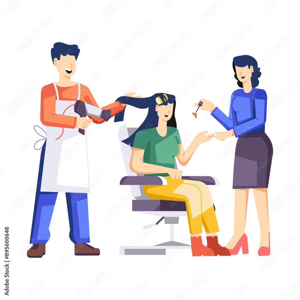 Beauty salon flat style character illustration
Beauty salon flat style character illustration