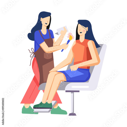 Makeup artist flat style character illustration 

