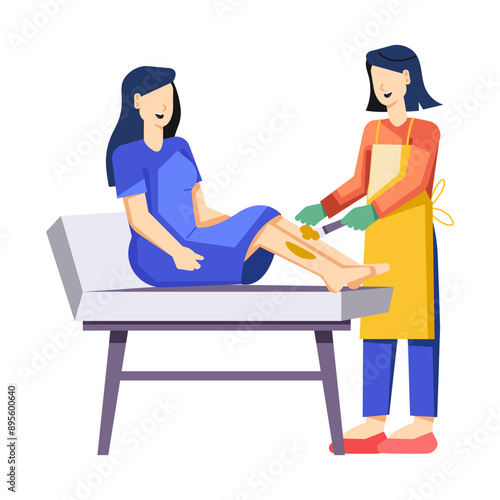 Flat character illustration of waxing salon 

