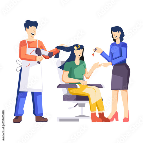Beauty salon flat style character illustration 

