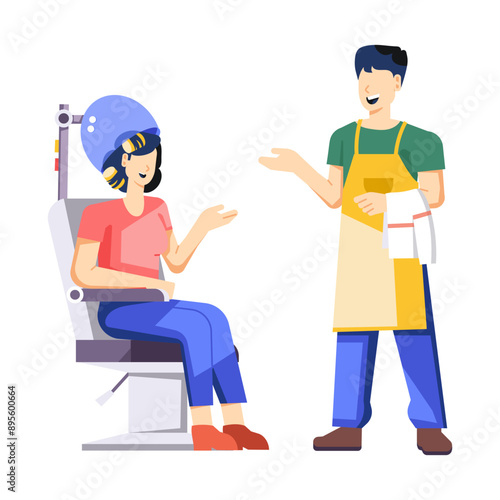 A flat character illustration of hair steamer 

