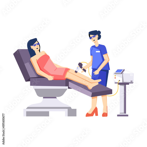 Character based flat illustration of laser removal 

