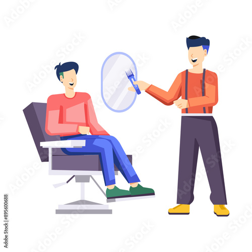 A flat style illustration of men stylist 

