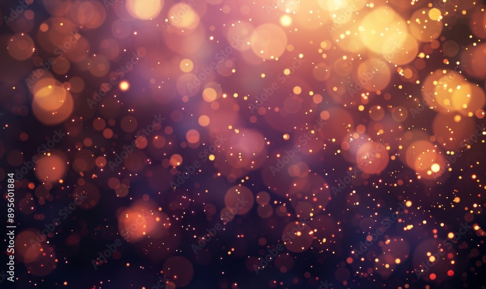 Obraz premium Dazzling New Year's Eve Celebration: Spectacular Gold and Deep Purple Fireworks Illuminate Night Sky. Festive Abstract Background with Bokeh Lights and Copy Space Captures Magical Holiday Atmosphere i