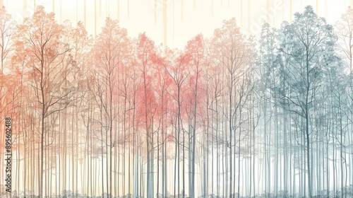 A unique abstract image of an autumn forest with blurred vertical lines