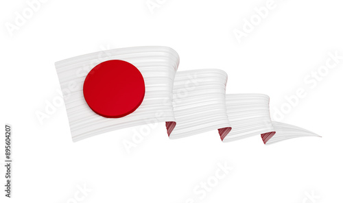 Obraz na plátně Abstract Japan flag ribbon isolated background Red and White 3d illustration