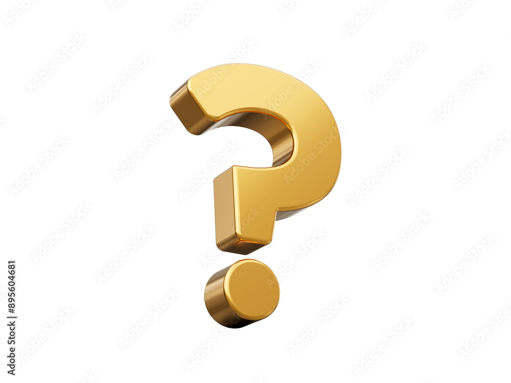 Golden shining metallic 3D question mark isolated on white 3d illustration
Golden shining metallic 3D question mark isolated on white 3d illustration