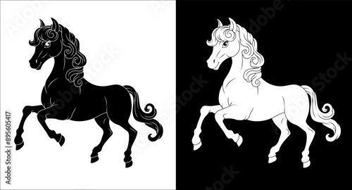 A horse cartoon cute animal character mascot illustration