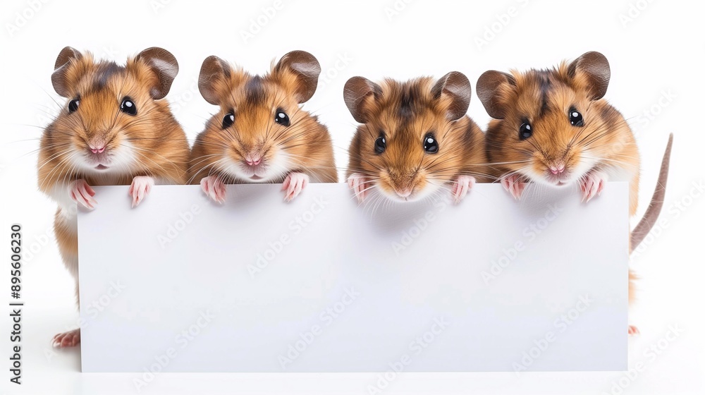 four mice holding a poster four mice holding a poster