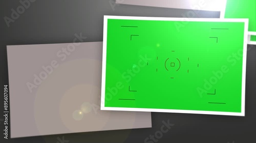 Photography gallery memory Green Screen camera frame, marketing animated slideshow horizontal