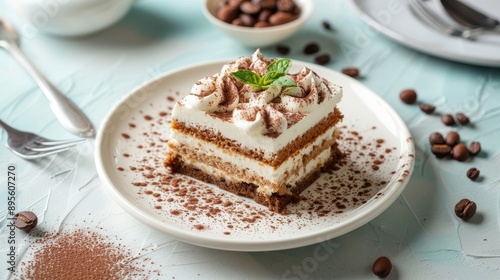 Wallpaper Mural Top View Photo of Tiramisu Cake Torontodigital.ca