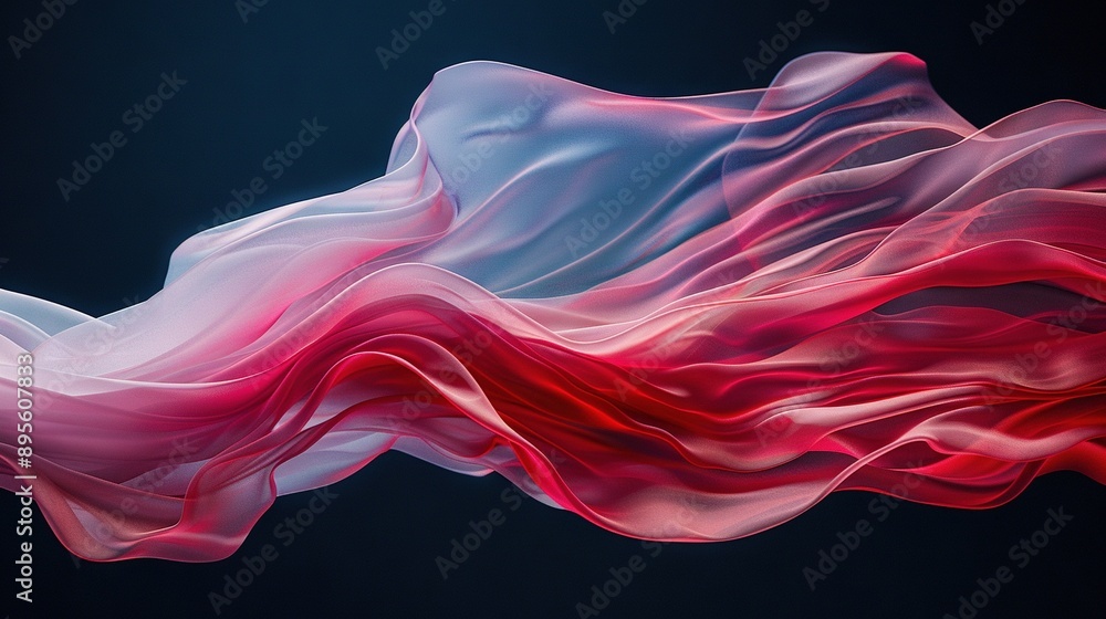 A red, white, and blue wave flies through the air with its fabric billowing in the wind A red, white, and blue wave flies through the air with its fabric billowing in the wind