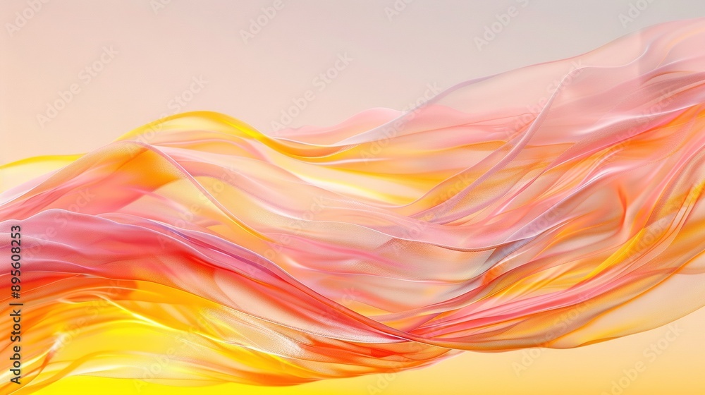 a vibrant wave combining shades of yellow, pink, and orange against a backdrop of pink and yellow, with a blue sky visible in the background a vibrant wave combining shades of yellow, pink, and orange against a backdrop of pink and yellow, with a blue sky visible in the background
