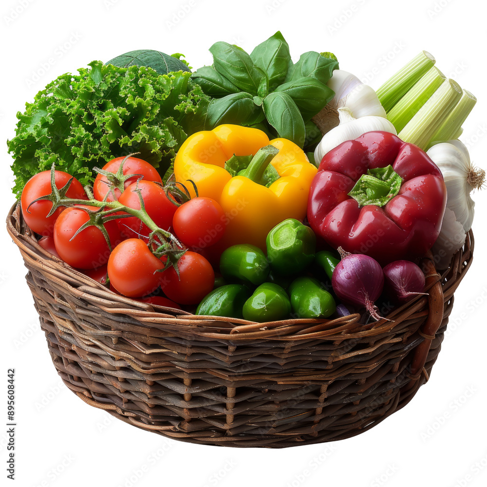 Wicker Basket with Fresh Vegetables PNG Transparency Wicker Basket with Fresh Vegetables PNG Transparency