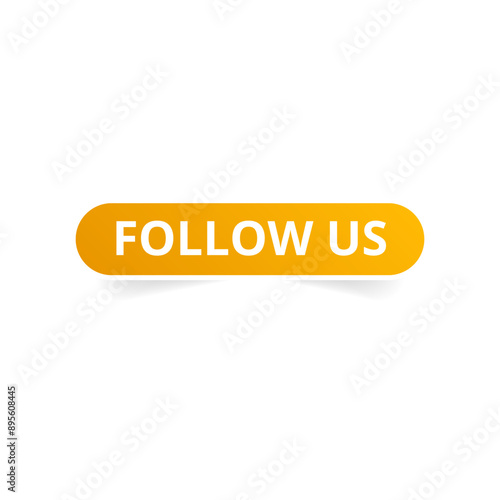 Follow us button for website, label banner in rounded rectangle design vector illustration