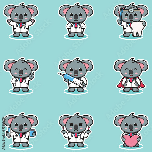 Photography Vector illustration of Cute Character Cartoon of Koala Doctor