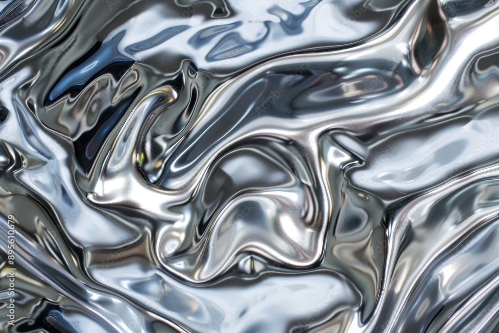 Silver metallic texture with wavy reflections. Silver metallic texture with wavy reflections.