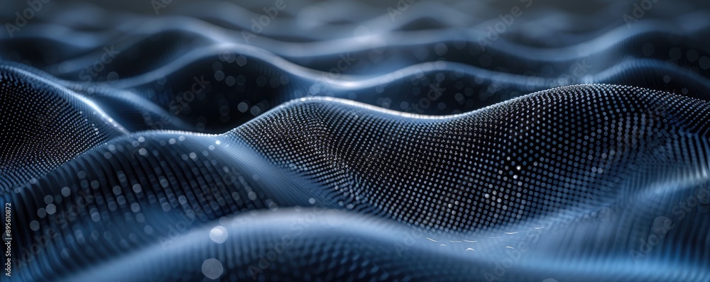 Abstract digital wave pattern with particles, blue tones Abstract digital wave pattern with particles, blue tones
