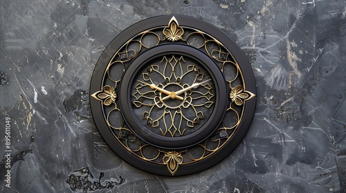 Art Deco wall clock with intricate patterns and gold accents