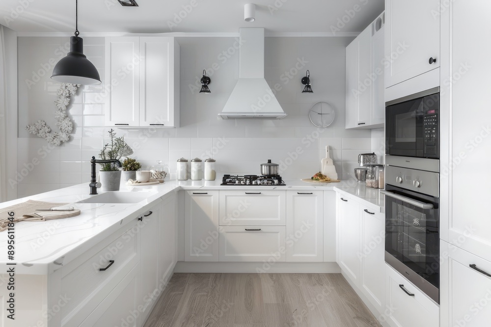 Minimalist white kitchen with cozy textures and elegant touches Minimalist white kitchen with cozy textures and elegant touches