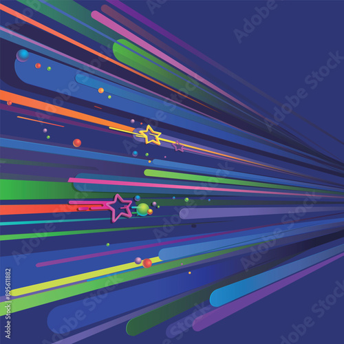 Blue background. Volumetric 3D lines. Vector.