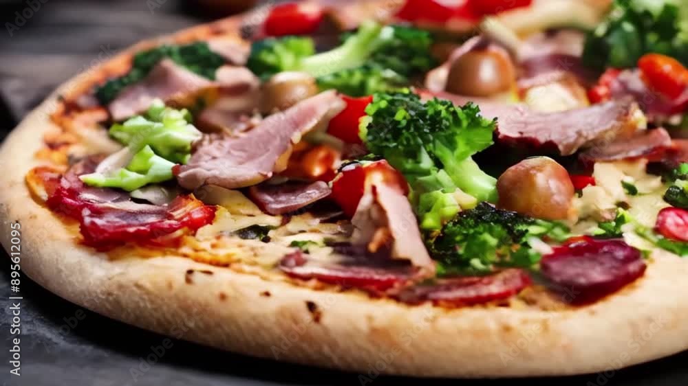 Tasty vegetarian pizza with cherry tomatoes, mozzarella cheese and fresh oregano. Close up. Tasty vegetarian pizza with cherry tomatoes, mozzarella cheese and fresh oregano. Close up.