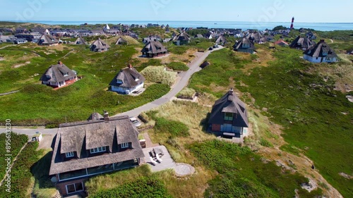 Island of Sylt - Hoernum - parallel aerial photography of houses in the dunes photo