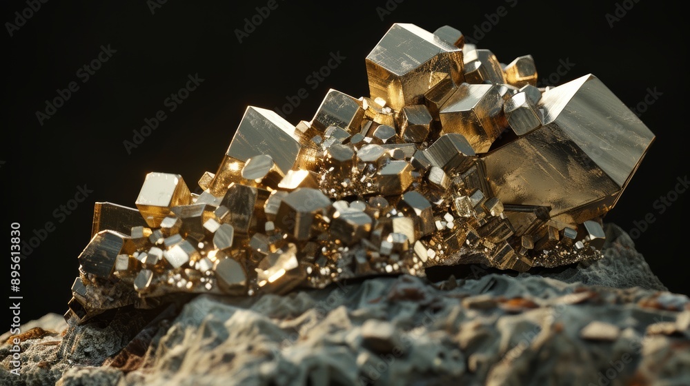 A closeup of a piece of pyrite or fools gold A closeup of a piece of pyrite or fools gold