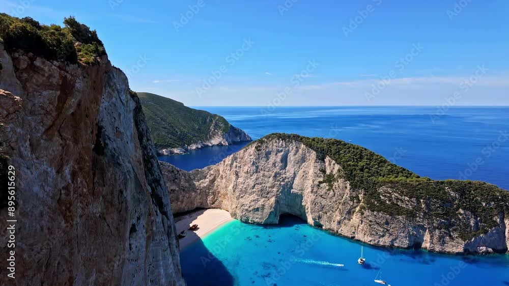 Zakynthos, Greece (Shipwreck Beach) Navagio Establishing shot Zakynthos, Greece (Shipwreck Beach) Navagio Establishing shot