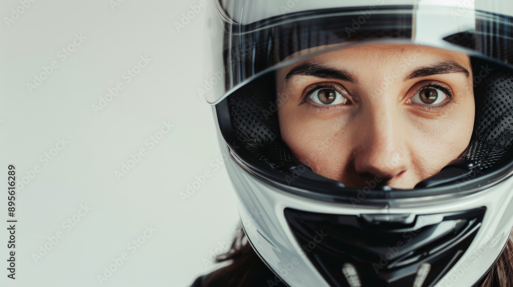 A focused portrait of a determined motorcyclist's eyes framed by a sleek helmet, symbolizing adventure and readiness. A focused portrait of a determined motorcyclist's eyes framed by a sleek helmet, symbolizing adventure and readiness.