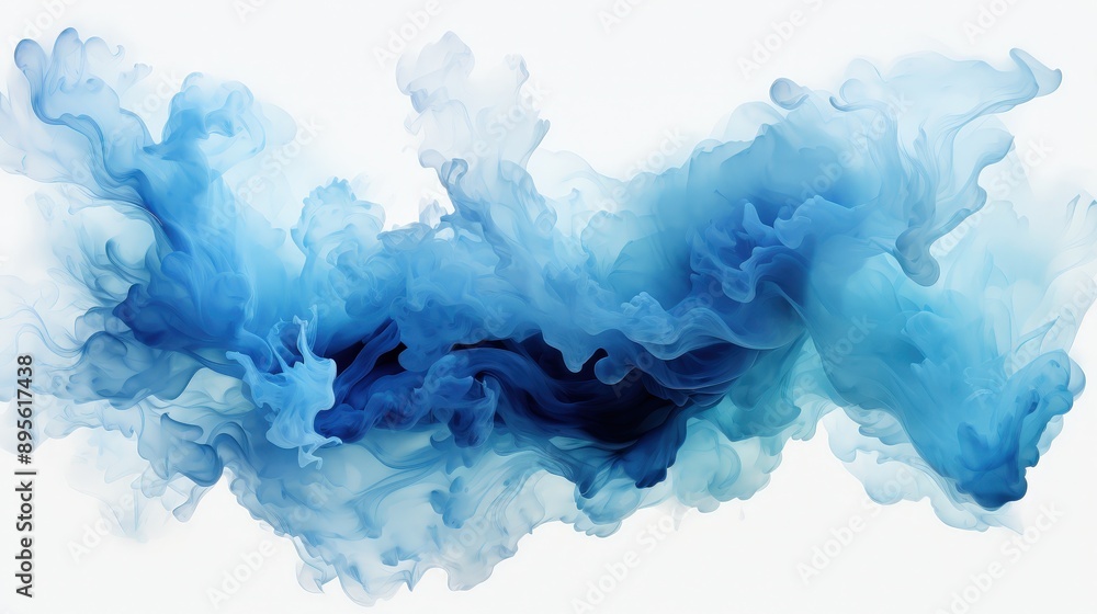 Abstract Blue Ink Swirls
