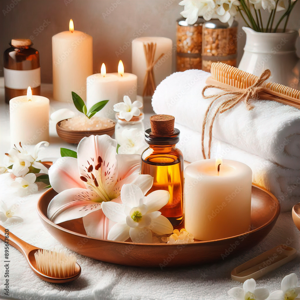 Spa background white bath towel luxury concept massage candle bath. White bathroom wellness spa background towel relax aromatherapy Spa background white bath towel luxury concept massage candle bath. White bathroom wellness spa background towel relax aromatherapy