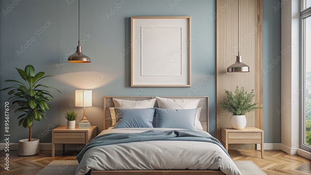 Close up mockup poster frame on bedroom wall, perfect for interior decoration ideas, mockup Close up mockup poster frame on bedroom wall, perfect for interior decoration ideas, mockup