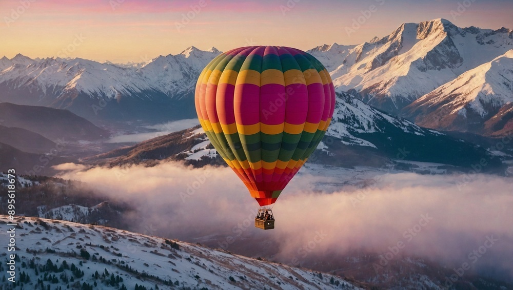 A hot air balloon floating high above a blanket A hot air balloon floating high above a blanket