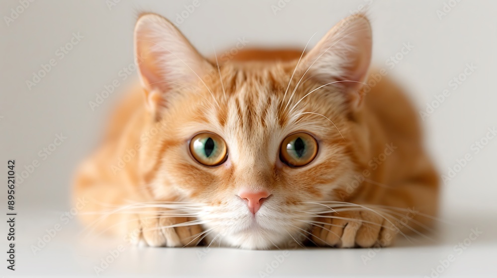 Close-up Portrait of Orange American Shorthair Cat with Green Eyes Close-up Portrait of Orange American Shorthair Cat with Green Eyes