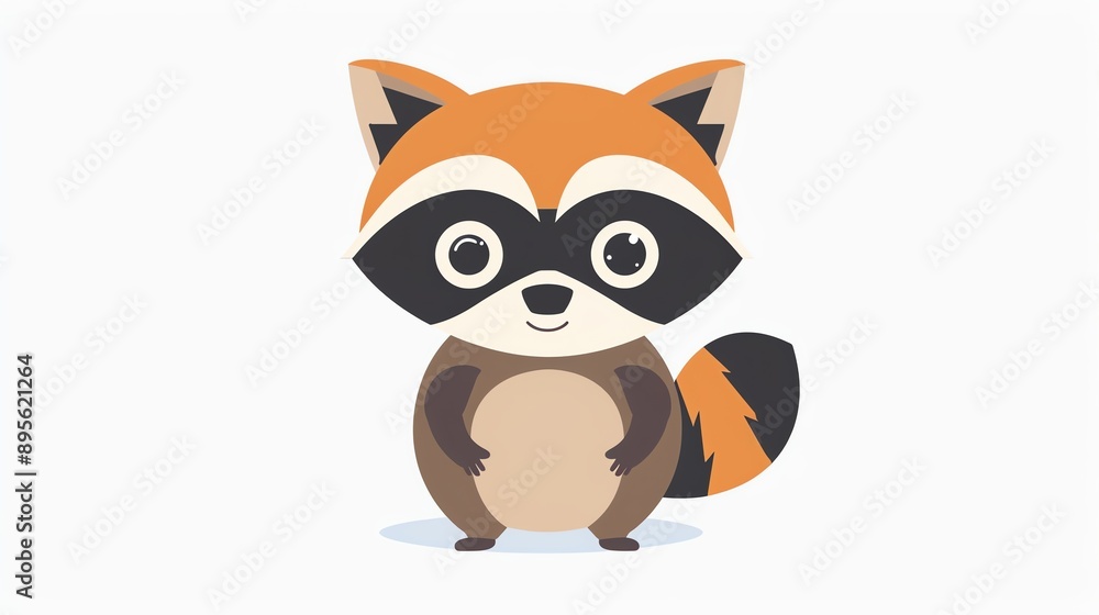 Create a clipart of a Raccoon Bandit A cute raccoon with a playful maskin a kawaii style, simplified to feature fewer elements for a cleaner look, Use a color palette that is appealing to child Create a clipart of a Raccoon Bandit A cute raccoon with a playful maskin a kawaii style, simplified to feature fewer elements for a cleaner look, Use a color palette that is appealing to child
