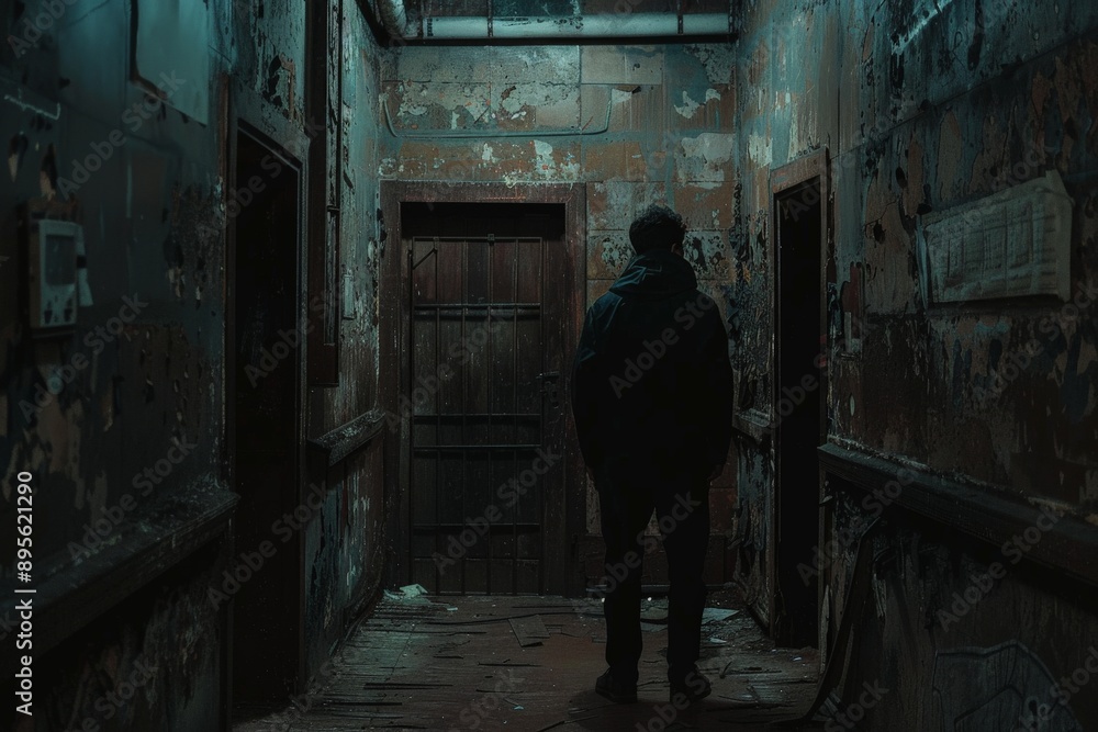 Man in Abandoned Building. Man in Abandoned Building.