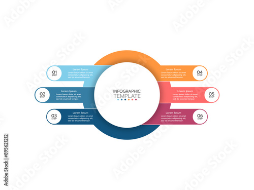 Business infographic template. Organization chart with 6 options, Business concept with 6 options, steps, parts.