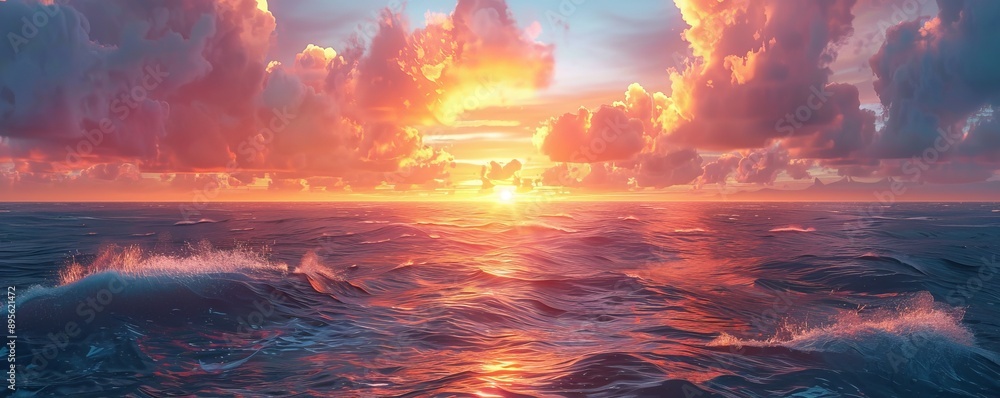Celestial Ocean Sunset, 4K hyperrealistic photo Celestial Ocean Sunset, 4K hyperrealistic photo